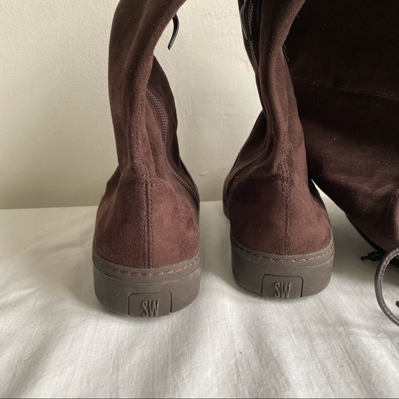 Stuart Weitzman Dark Brown Stretch Suede Over The Knee Boots - Picture 6 of 15